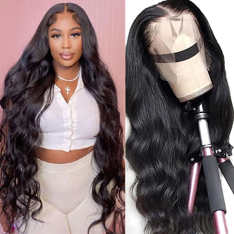 ROYAL IMPRESSION Body Wave Lace Front Wigs Human Hair 200 Density 12A Body Wave Glueless Wigs Human Hair Pre Plucked 13x4 HD Transparent Full Lace Frontal Wigs Human Hair for Black Women 26 Inch